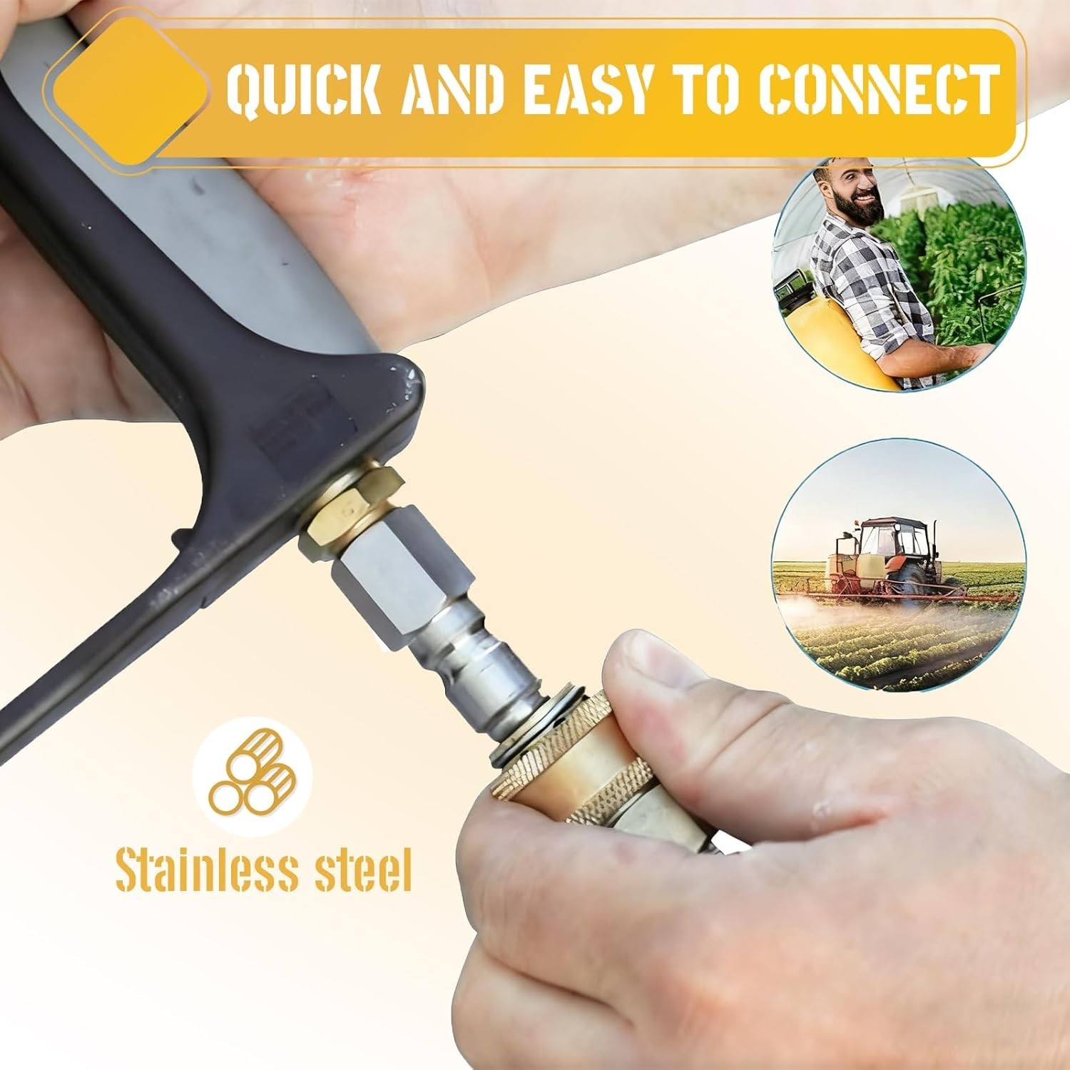2Pcs Pressure Washer Coupler Set – 1/4″ & 3/8″ Male Plugs for Quick Connections