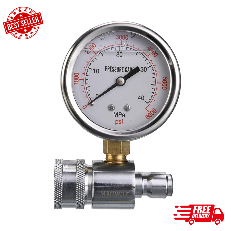 Pressure Washer Gauge Kit, 3/8 Inch Quick Connect, 6000 PSI SHIPS FREE