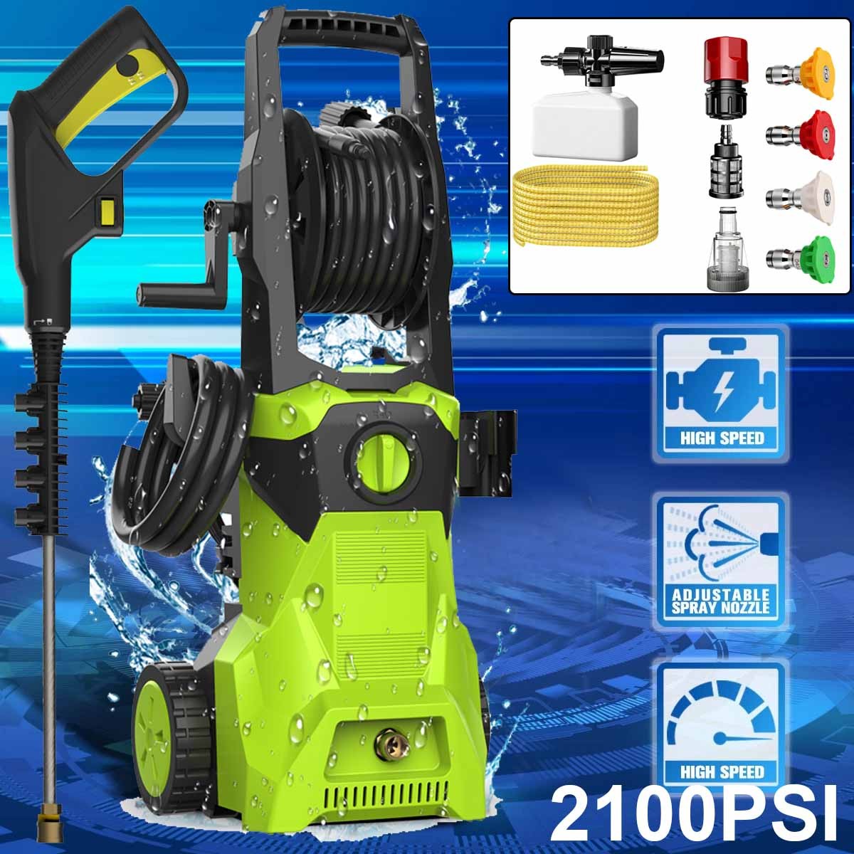 2100PSI 1.25 GPM High Pressure Power Washer Portable Electric Cleaner Machine
