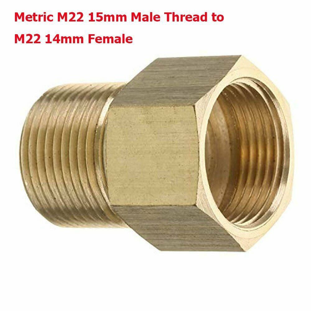 M22 15mm Male Thread Brass Pressure Washer Gun Copper Adapter to M22 14mm Female
