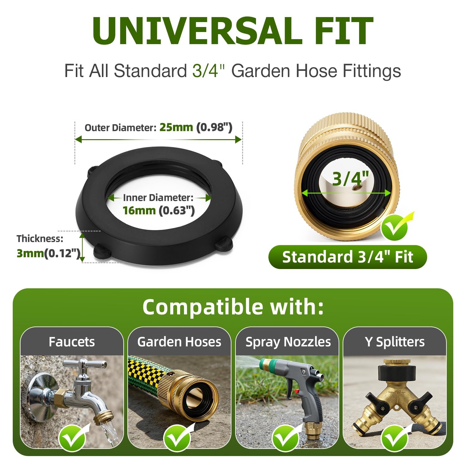 Garden Hose Washers 30 Pack Rubber Seal Rings 3/4 Inch