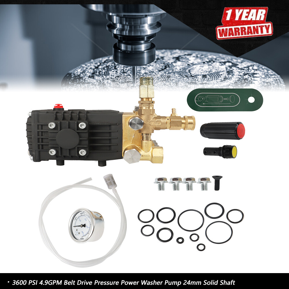3600 PSI 4.9GPM Belt Drive Pressure Power Washer Pump 24mm Solid Shaft
