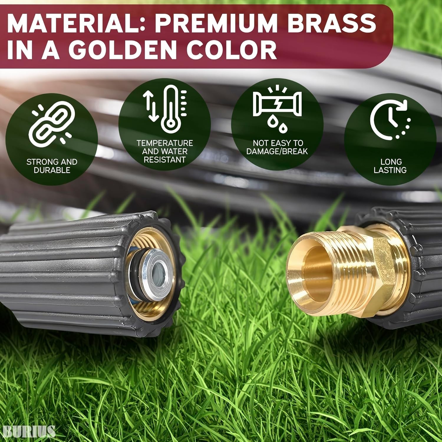 Quick Connect Brass Hose Coupler for Pressure Washers – M22 14mm, Easy Install