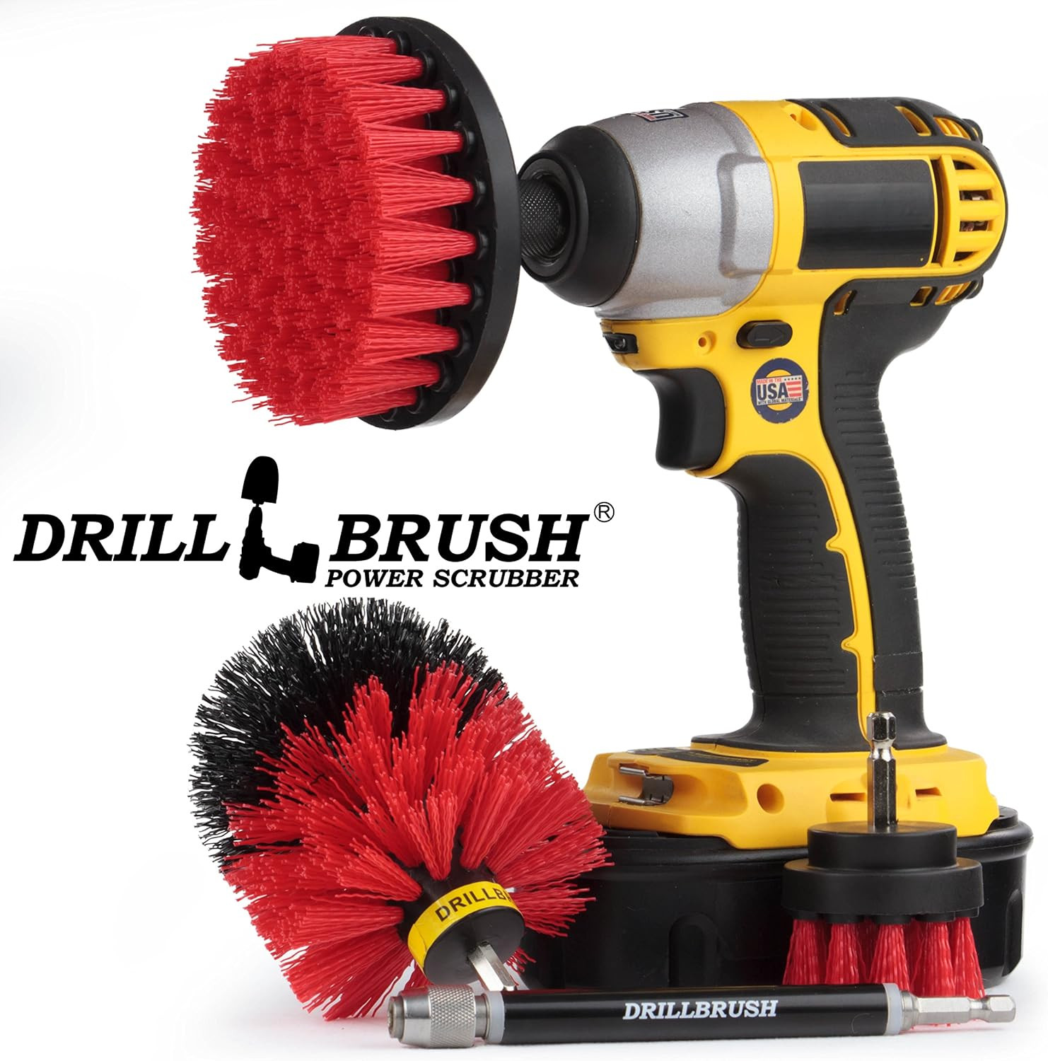 Stiff Bristle Power Scrubber Kit with Extension – Pressure Washer Surface Cleane