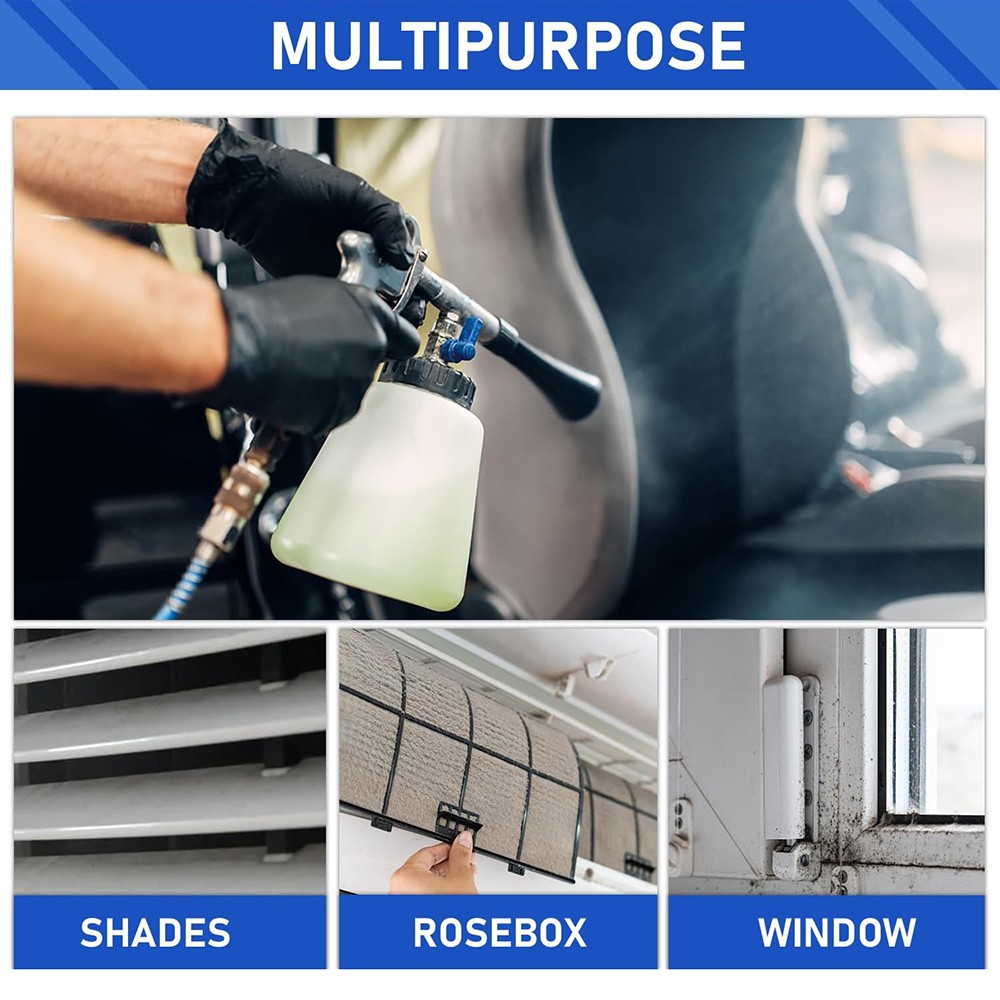 Car Cleaning Gun High Pressure Air Interior Detail Tool Kit Dry Cleaner w/brush