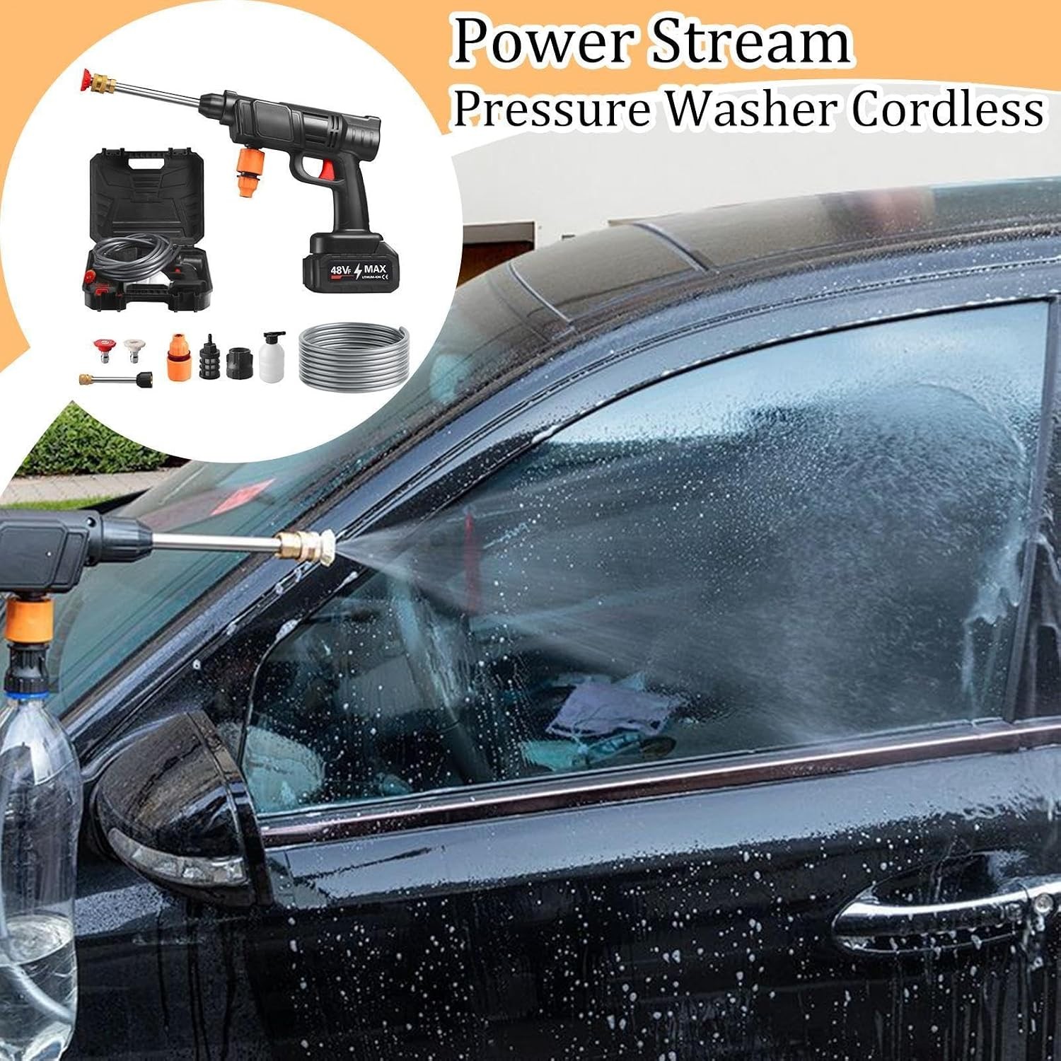 Cordless Pressure Washer Portable Power Washer Gun With 1 Battery & Charger