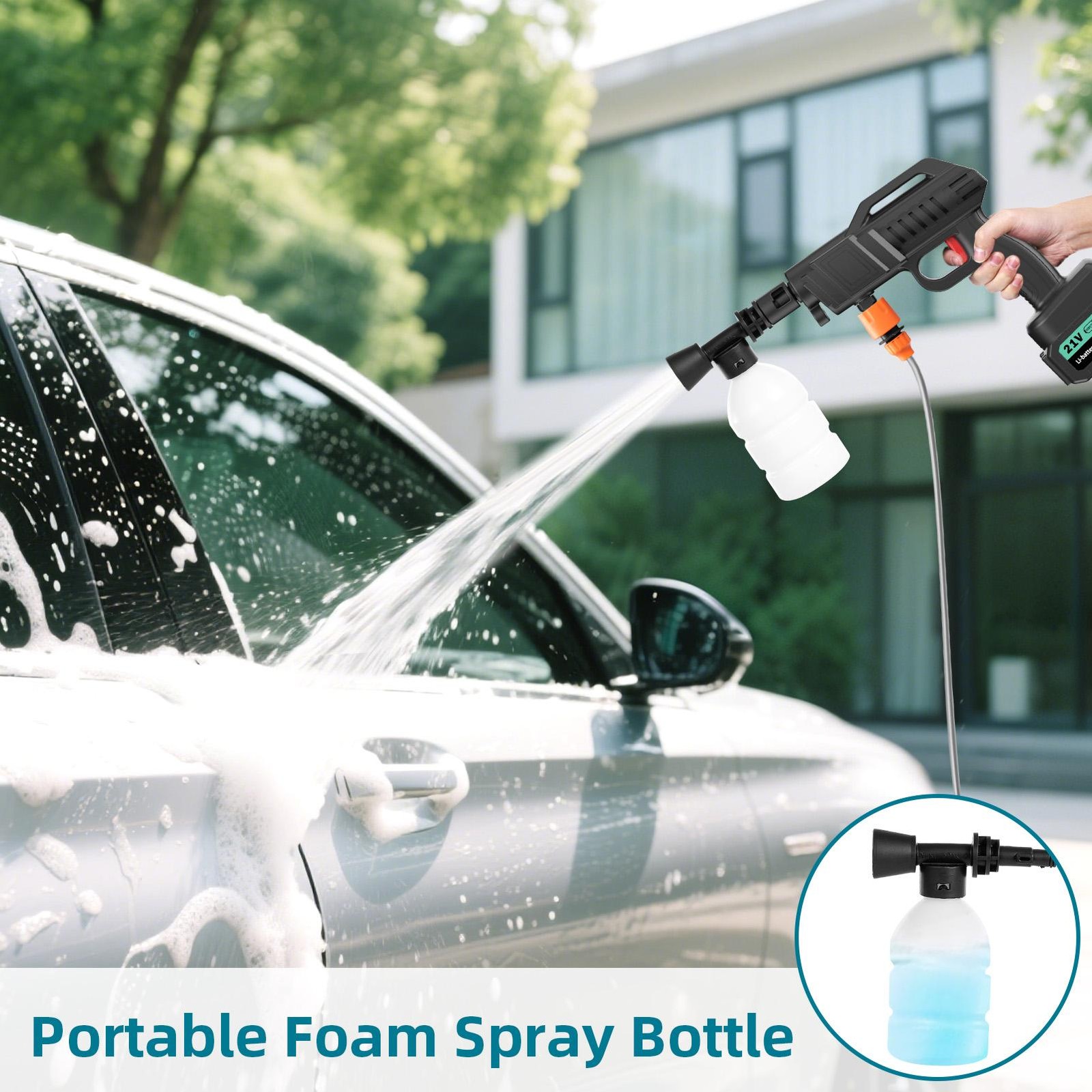Car Cordless Pressure Washer Gun 2 Batteries 6 In 1 Nozzle Suitable For Familie