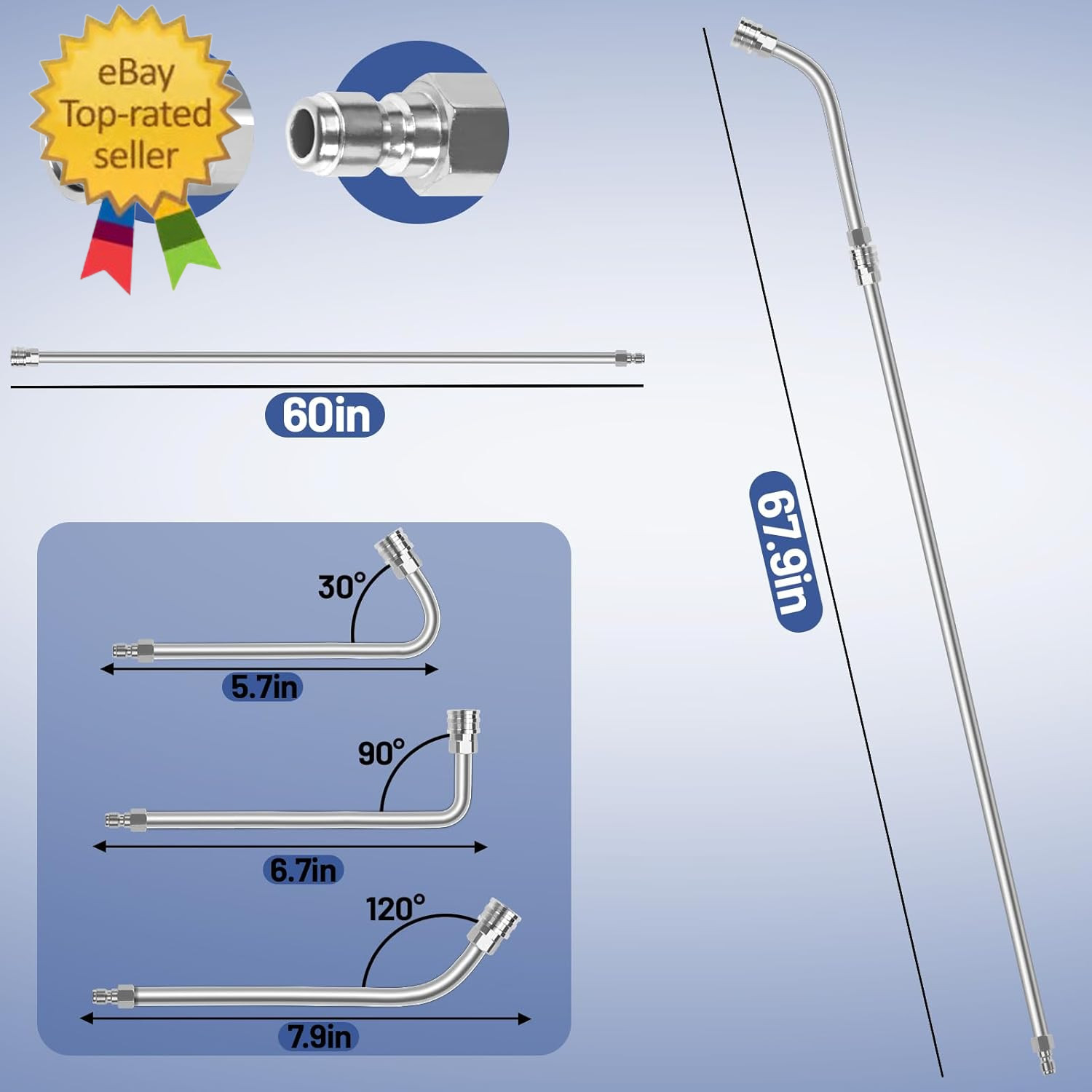 60″ Pressure Washer Extension Wand,Stainless Steel Power Washer Wand Extension