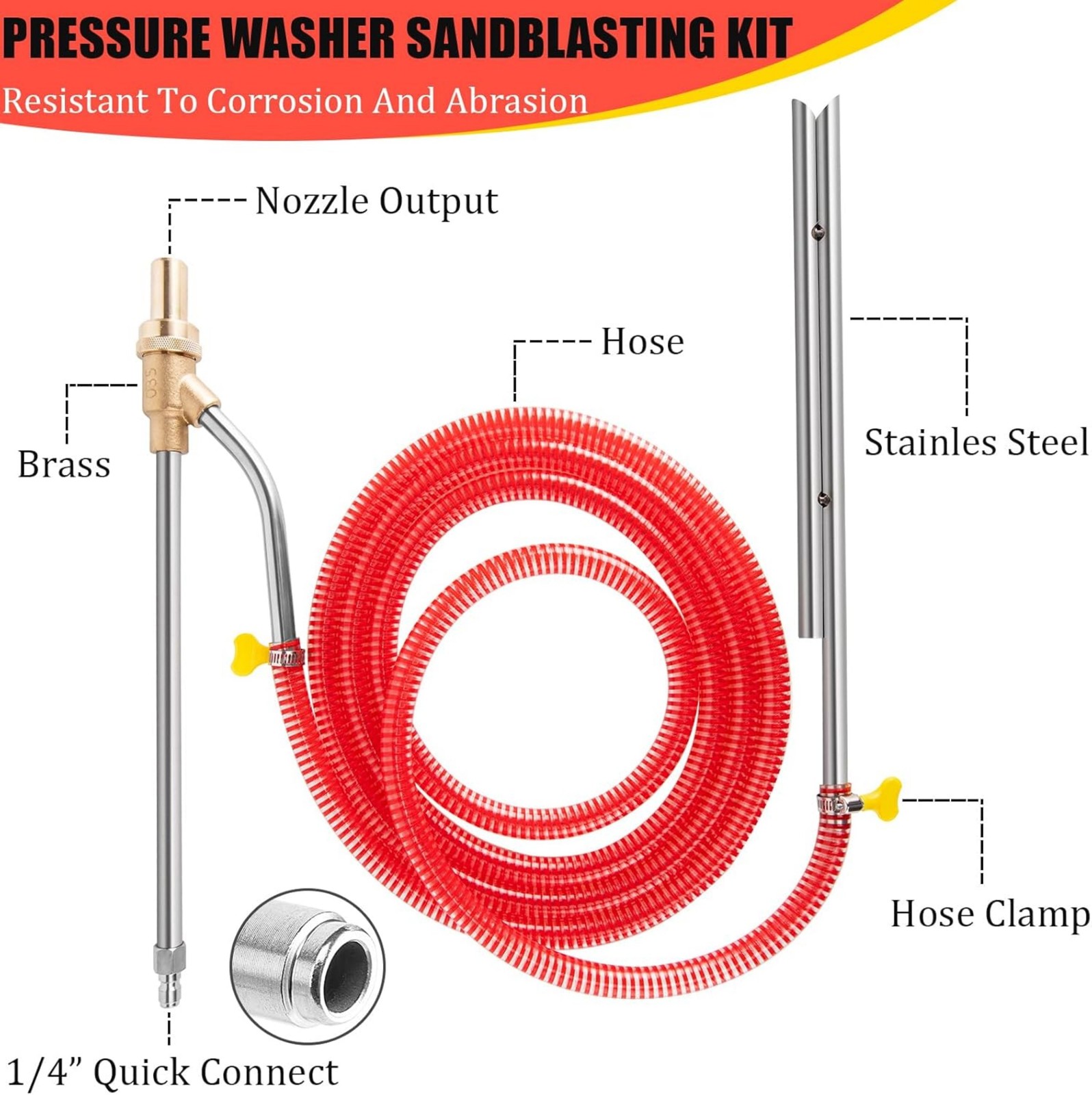 5000 PSI Wet Sandblasting Kit – Stainless Steel Brass For Pressure Washer US