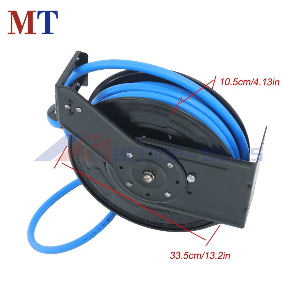 Air Hose Reel 1/2 in x 50 ft Wall Mount Auto Rewind Retractable Reel W/ Air Hose