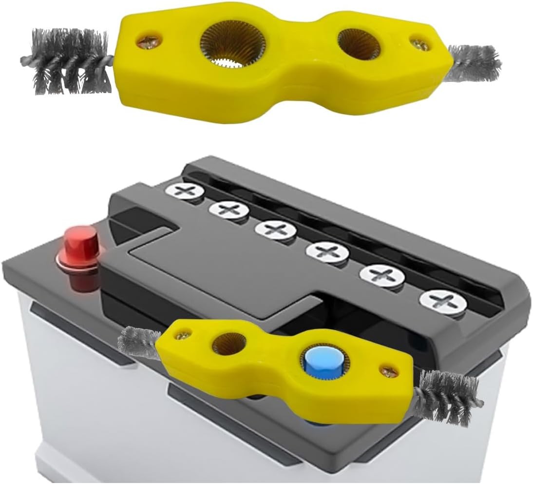 4 in 1 Car Battery Terminal Cleaner, Post 1PC, Yellow
