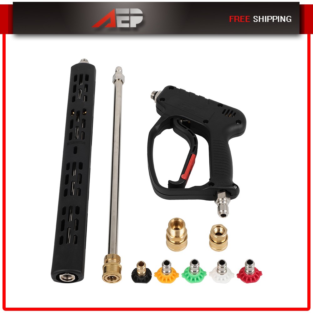 3/8″ 4500psi Pressure Washer Gun w/Extension Wands Swivel Quick Connect M22-14mm