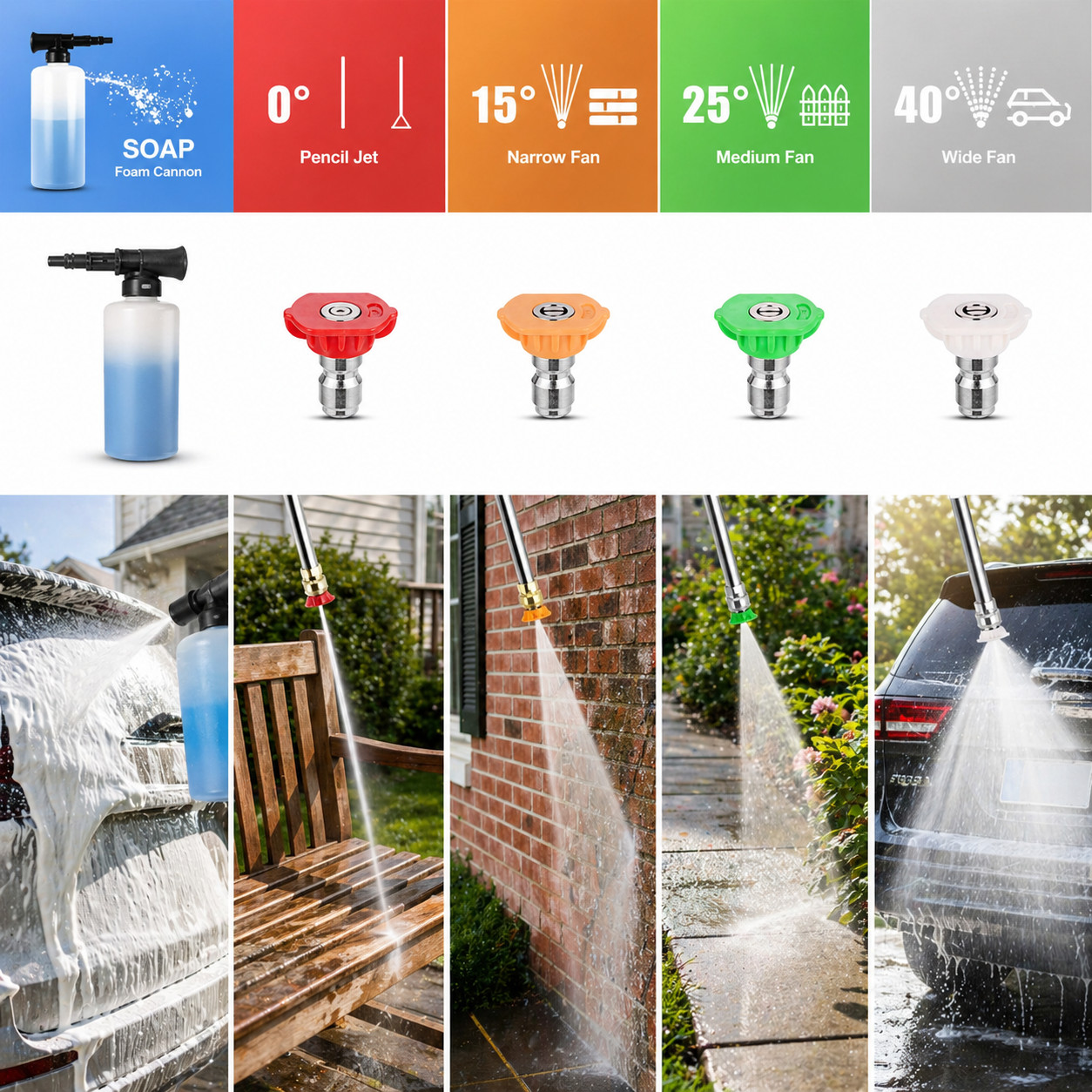 Electric Pressure Washer 4500PSI 3.0GPM with Adj-15-Level Touch Screen For patio