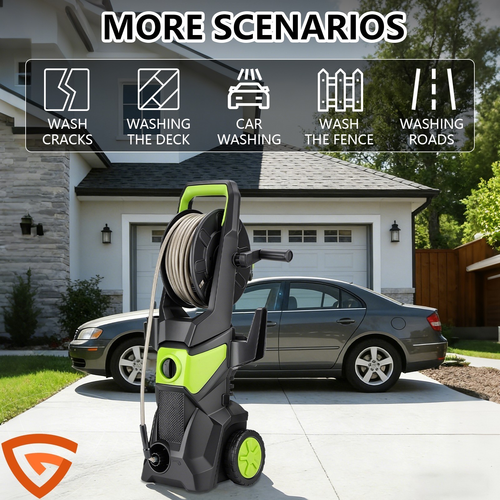 Electric High Pressure Washer 5000PSI 3.2GPM w/ 4 Nozzles for Home Cars Fences