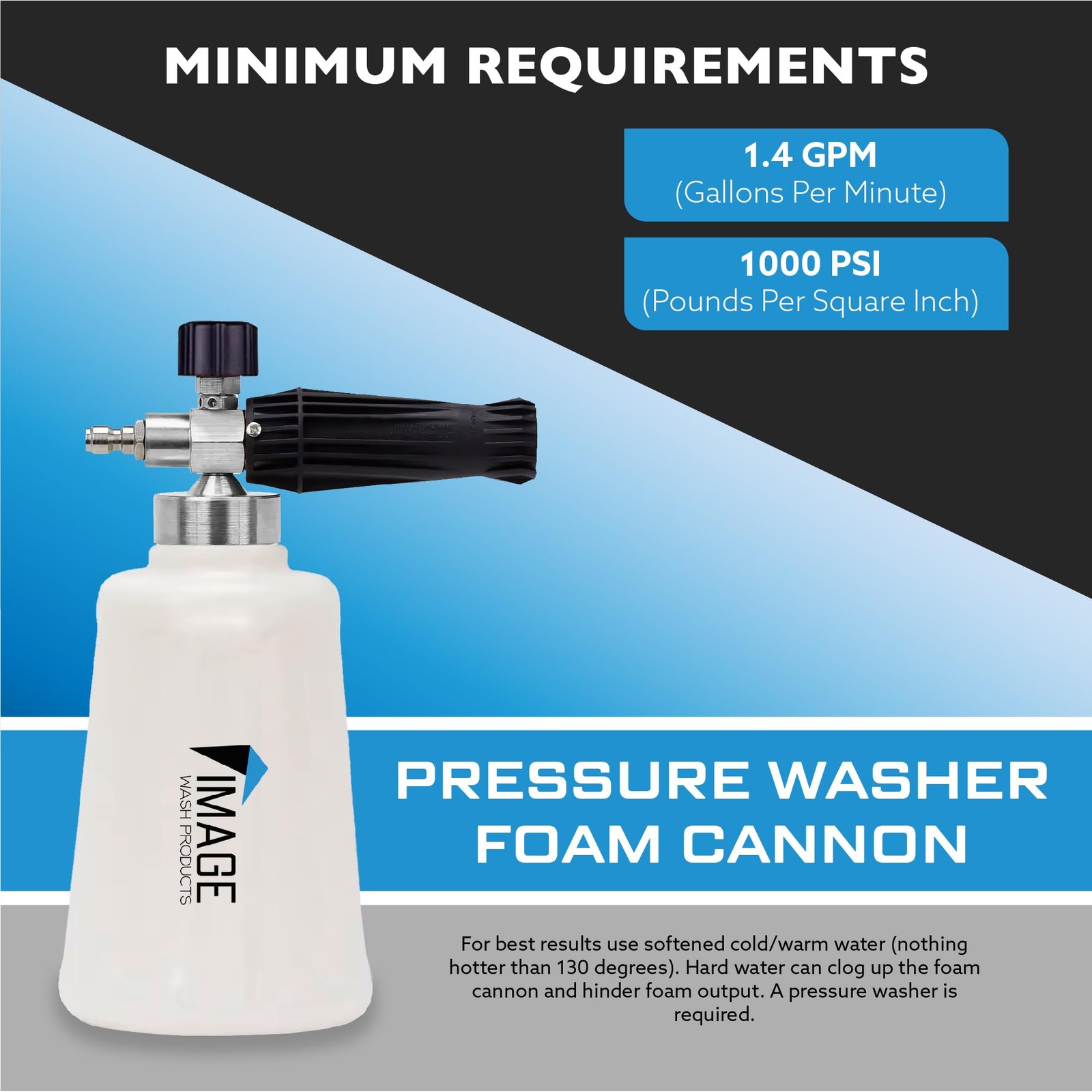 Snow Foam Cannon for Pressure Washers – Wide Base – 40oz Canister – Detailer’…
