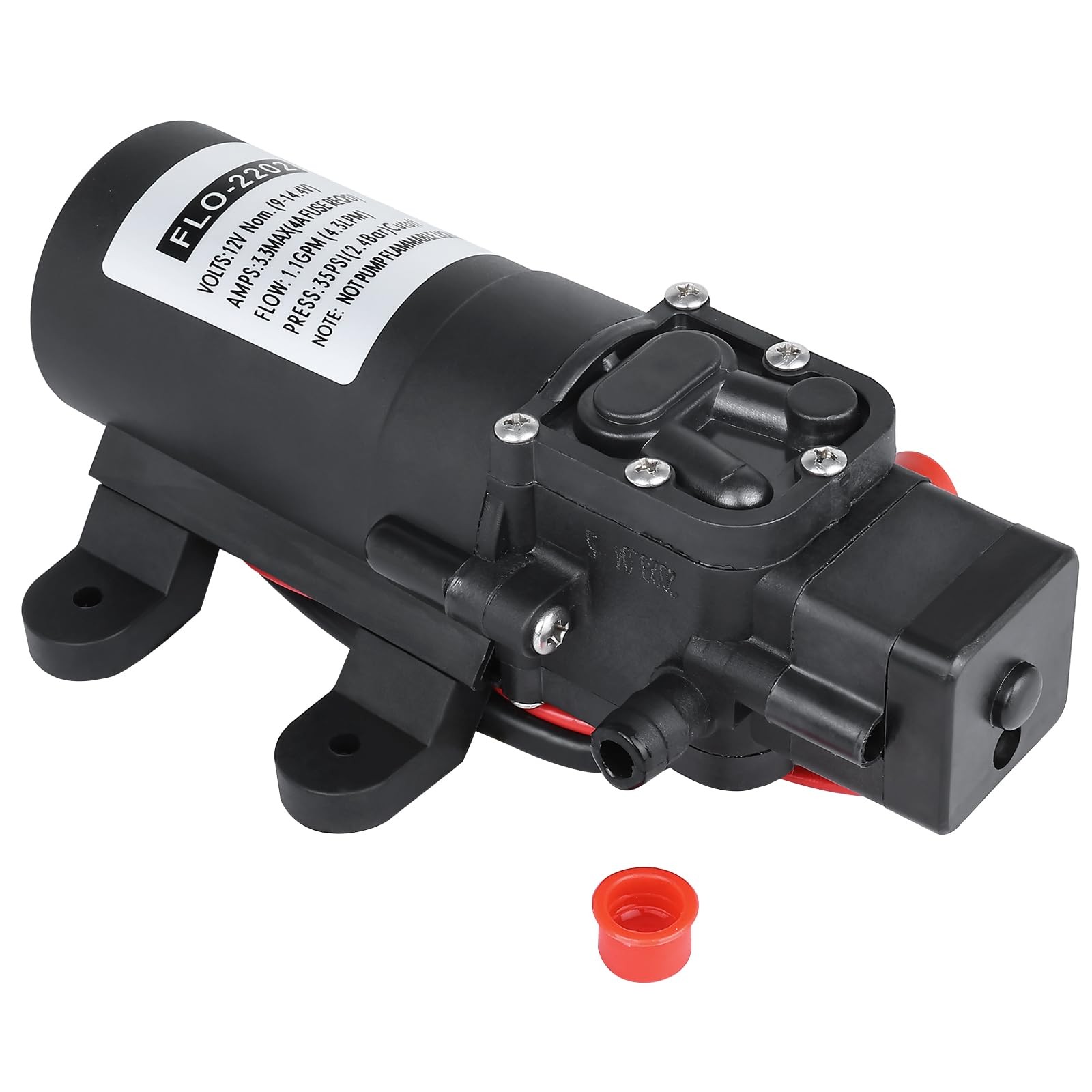 12V 1.1 GPM Water Pressure Diaphragm Pump,35 PSI Self Priming Pump Water Pump…