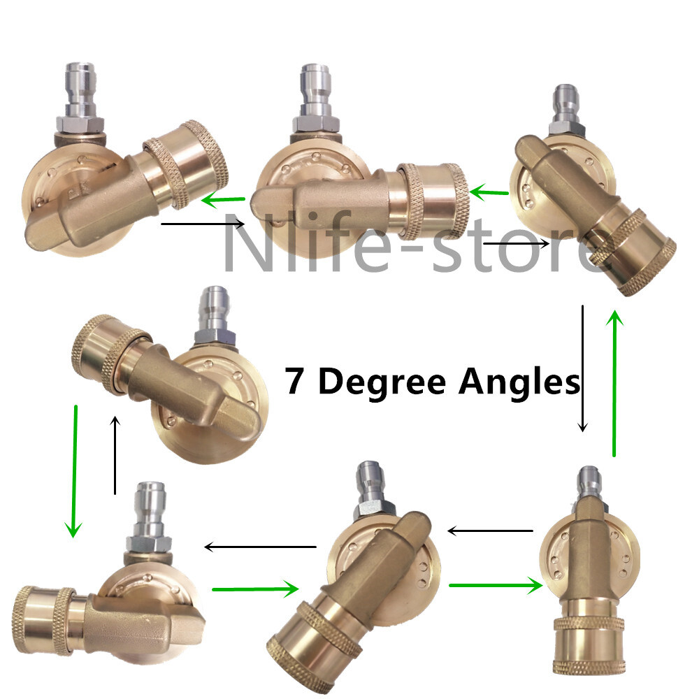 7 Gears Pivoting Coupler High Pressure Washer Gun Nozzle Tips Wand Spray 5000PSI