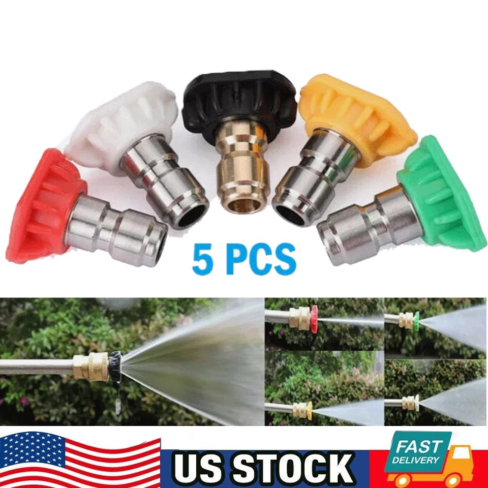 5x Pressure Washer Spray Tips Nozzles High Power Kit Quick Connect 1/4″ Set New