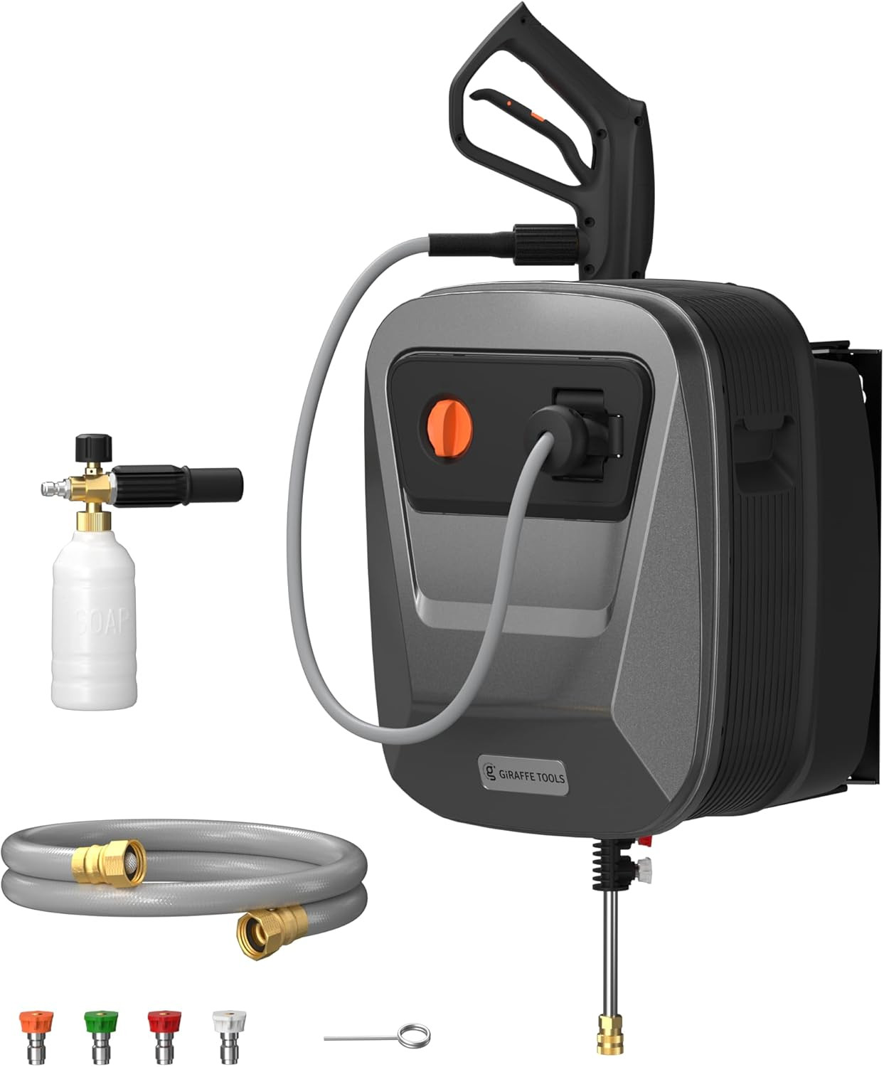 Grandfalls Retractable Pressure Washer G20, 2500 PSI 2.2 GPM, Wall Mounted with