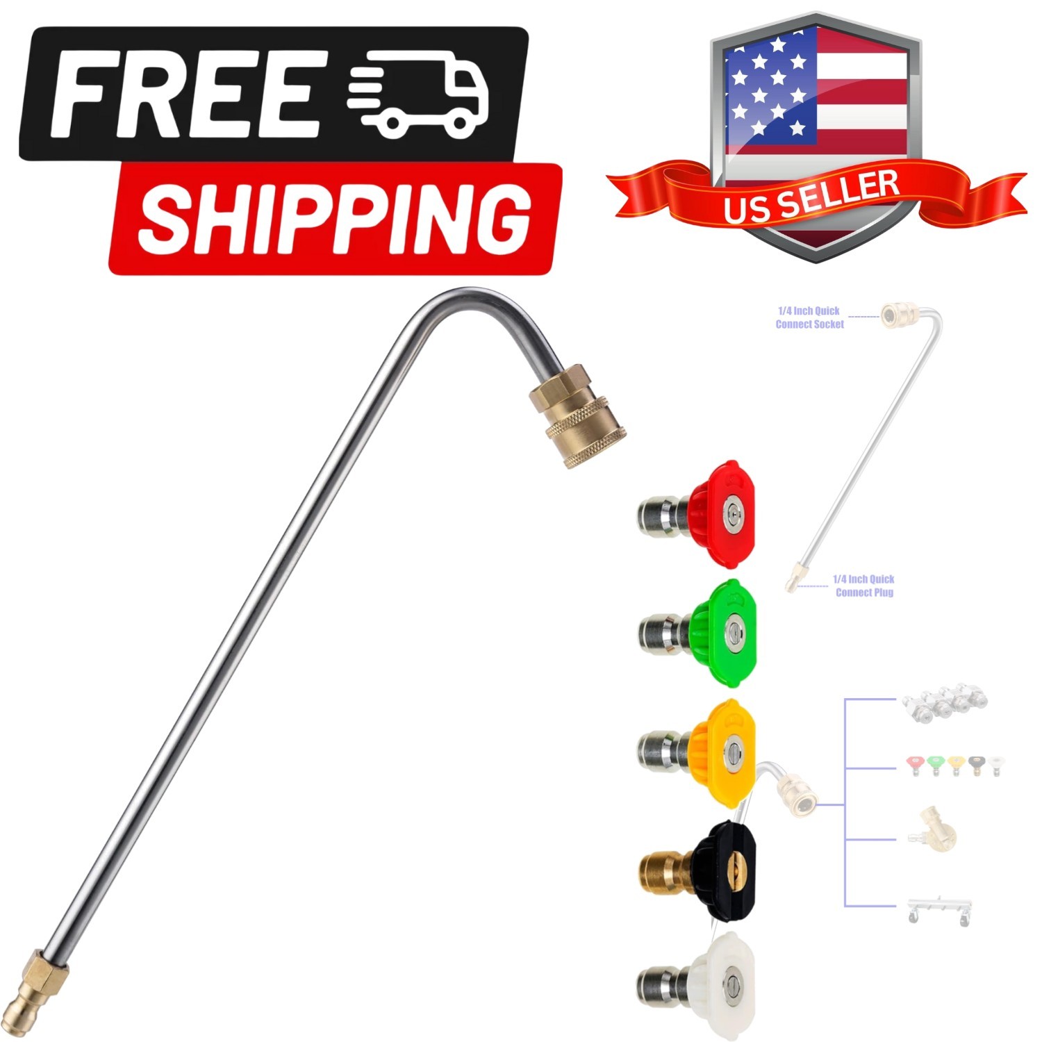 Stainless Steel Pressure Washer Gutter Cleaner Attachment, Angled Extension W…