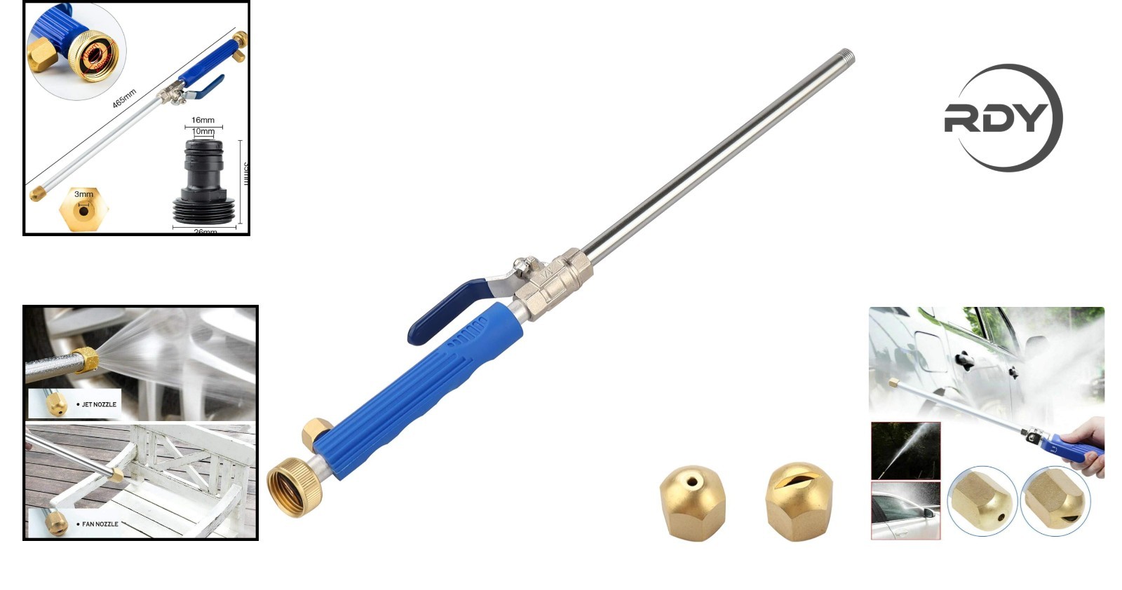 Hydro Jet High Pressure Washer Wand with Dual Spray Tips for Ultimate Cleaning