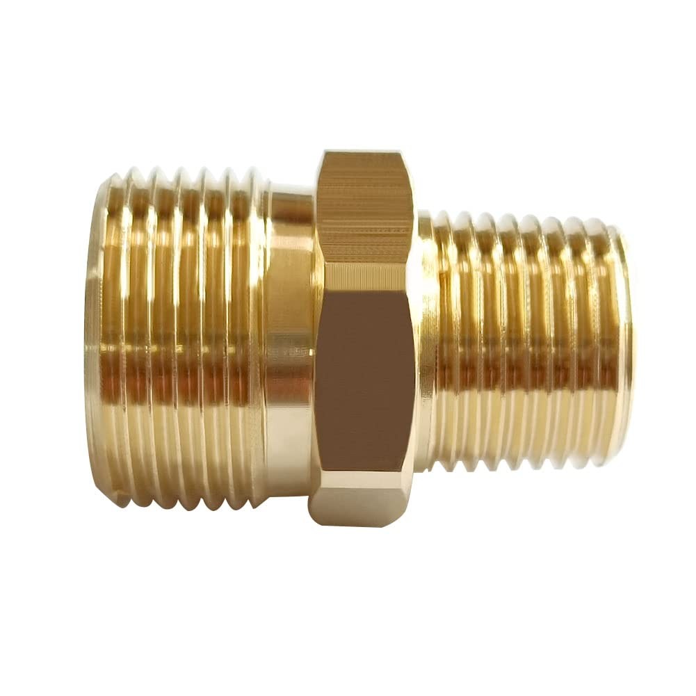 2PCS Brass Pressure Washer Coupler, M22-14mm Male, 3/8″ NPT Male, 4500PSI, Hex