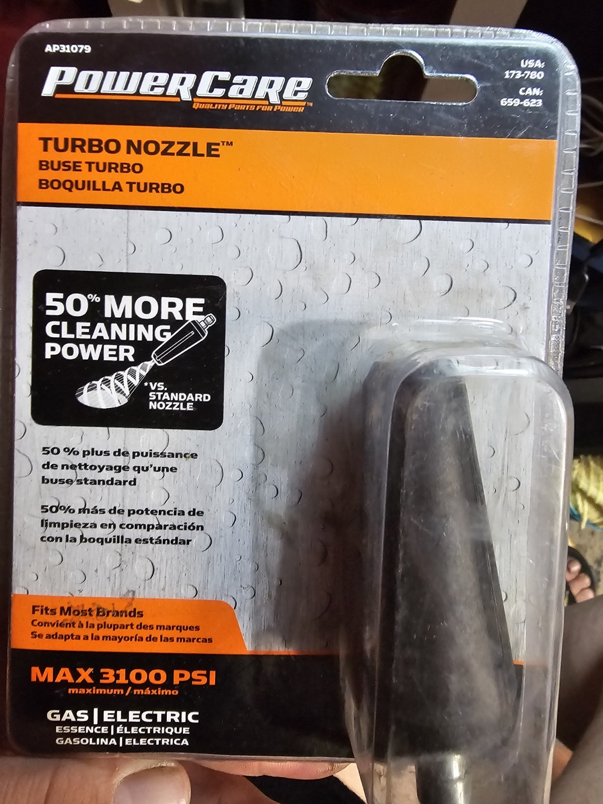POWER CARE 3100 PSI Gas/Electric Turbo Nozzle Fits 1/4″ Quick Connect New Sealed