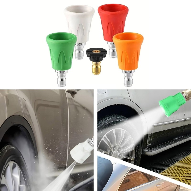 5PcsHigh Pressure Washer Nozzle 1/4 Quick Connect Plastic Metal Design Tips