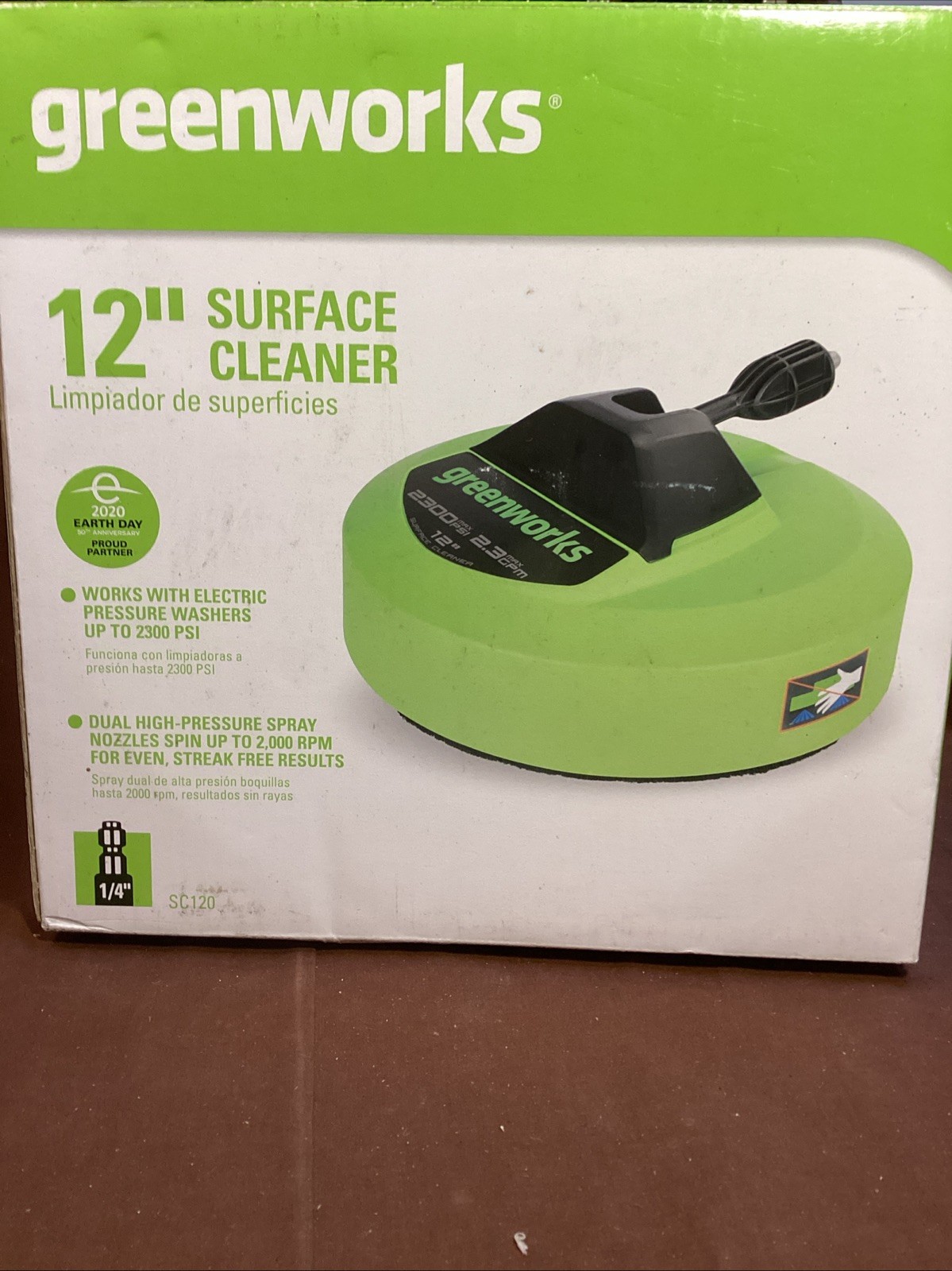Greenworks Pressure Washer Attachment 12″ Rotating Surface Cleaner 2300 PSI NIB
