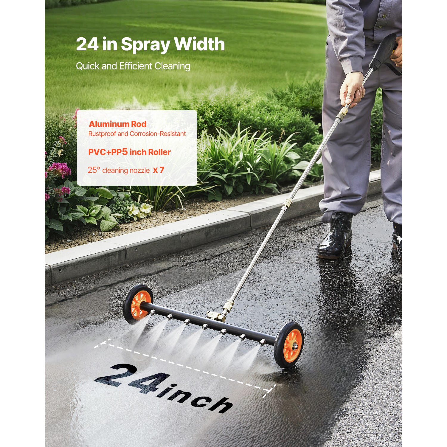 Uimoso 24-Inch Undercarriage Cleaner for Pressure Washers with Wheels
