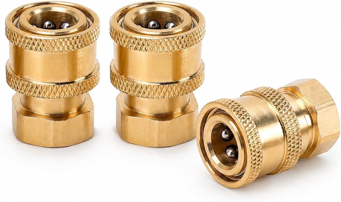 Pressure Washer Fittings 3 Pack Brass 1/4 Inch Quick Connect Coupler to Femal…