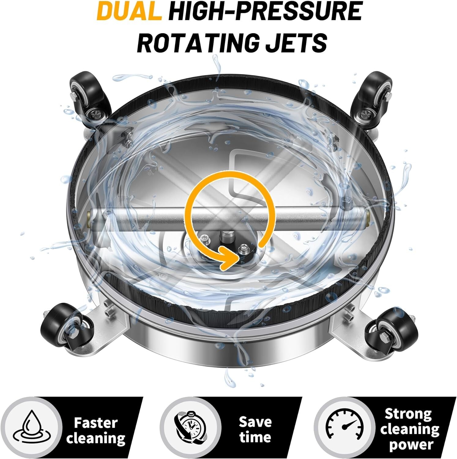 Lightweight 14″ Pressure Washer Surface Cleaner with Quick-Connect Wand Design