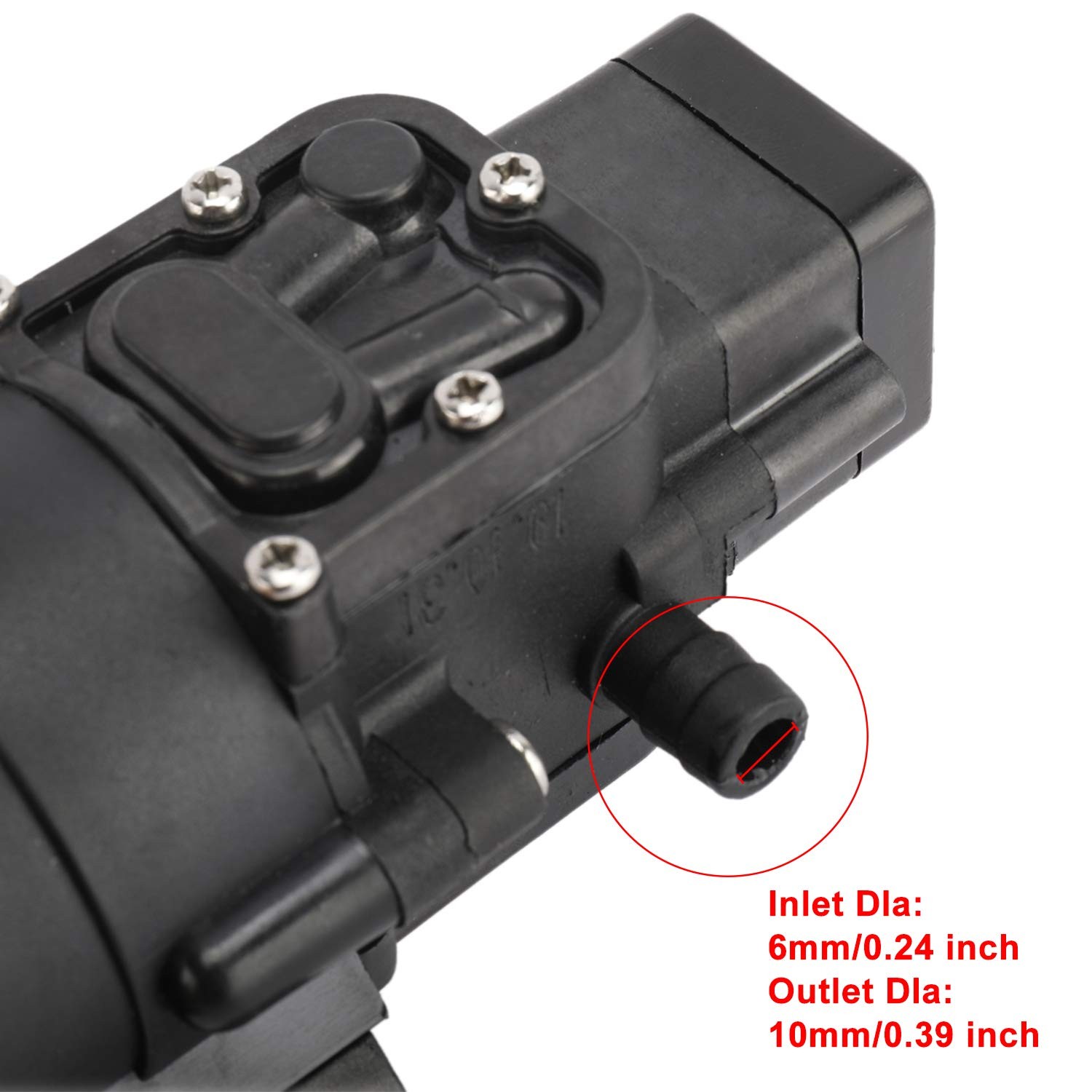 12V Diaphragm Water Pressure Pump 1.1 GPM 35 PSI With 2 Hose Clamps Caravan