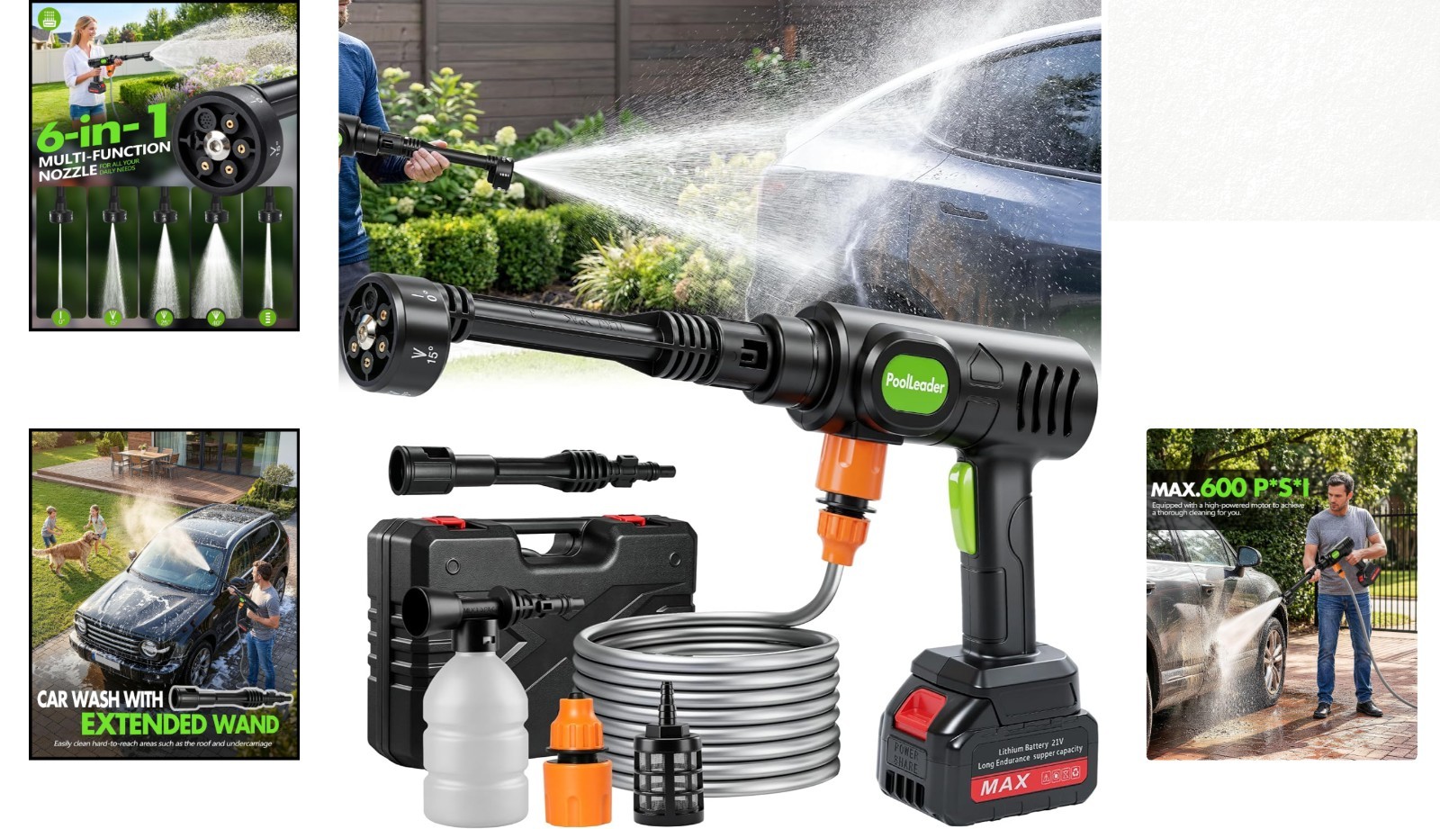 Versatile Cordless Vehicle Cleaner with Built-In Hose – Perfect for Outdoors