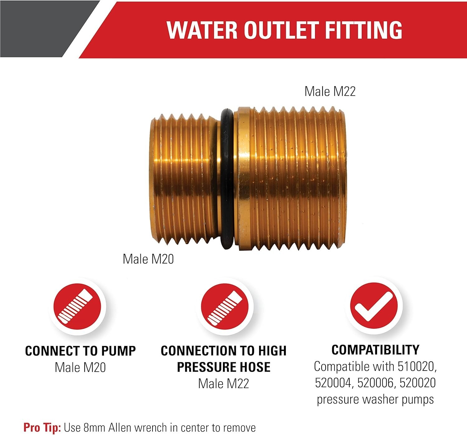Cleaning Water Outlet Fitting Aluminum Gold Pressure Washer Pump Replacement