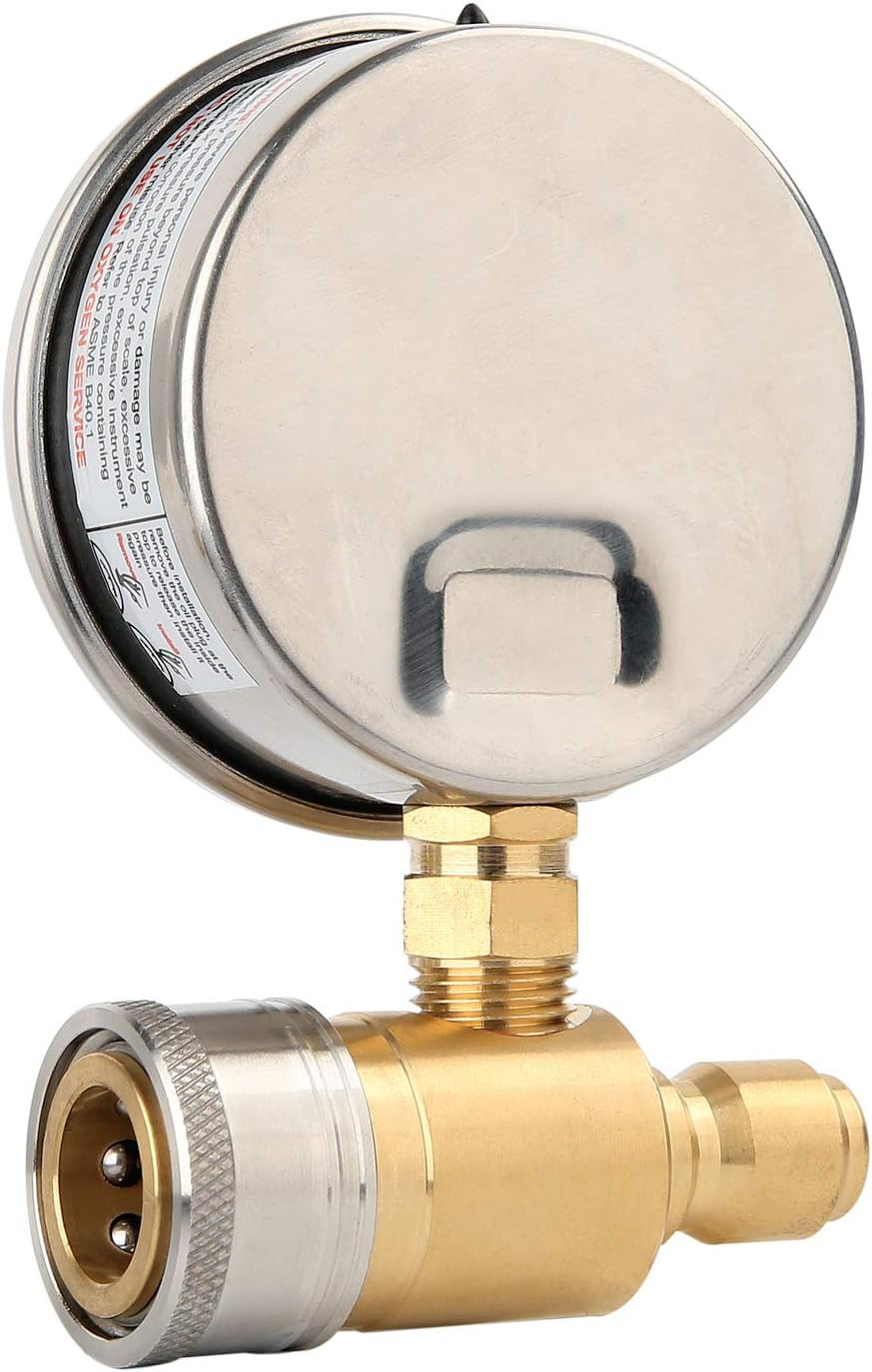 2-1/2″ Pressure Washer Gauge, Pressure Gauge Kit, 3/8 Inch Quick Connect