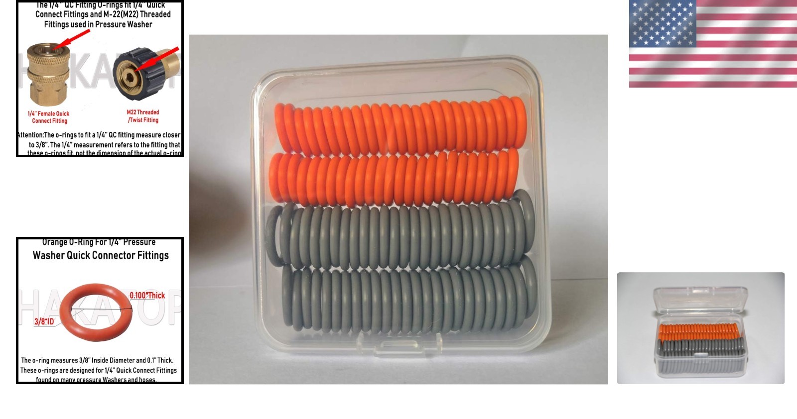 100-Pack Pressure Washer O-Ring Seal Kits for 1/4” & 3/8” Couplers