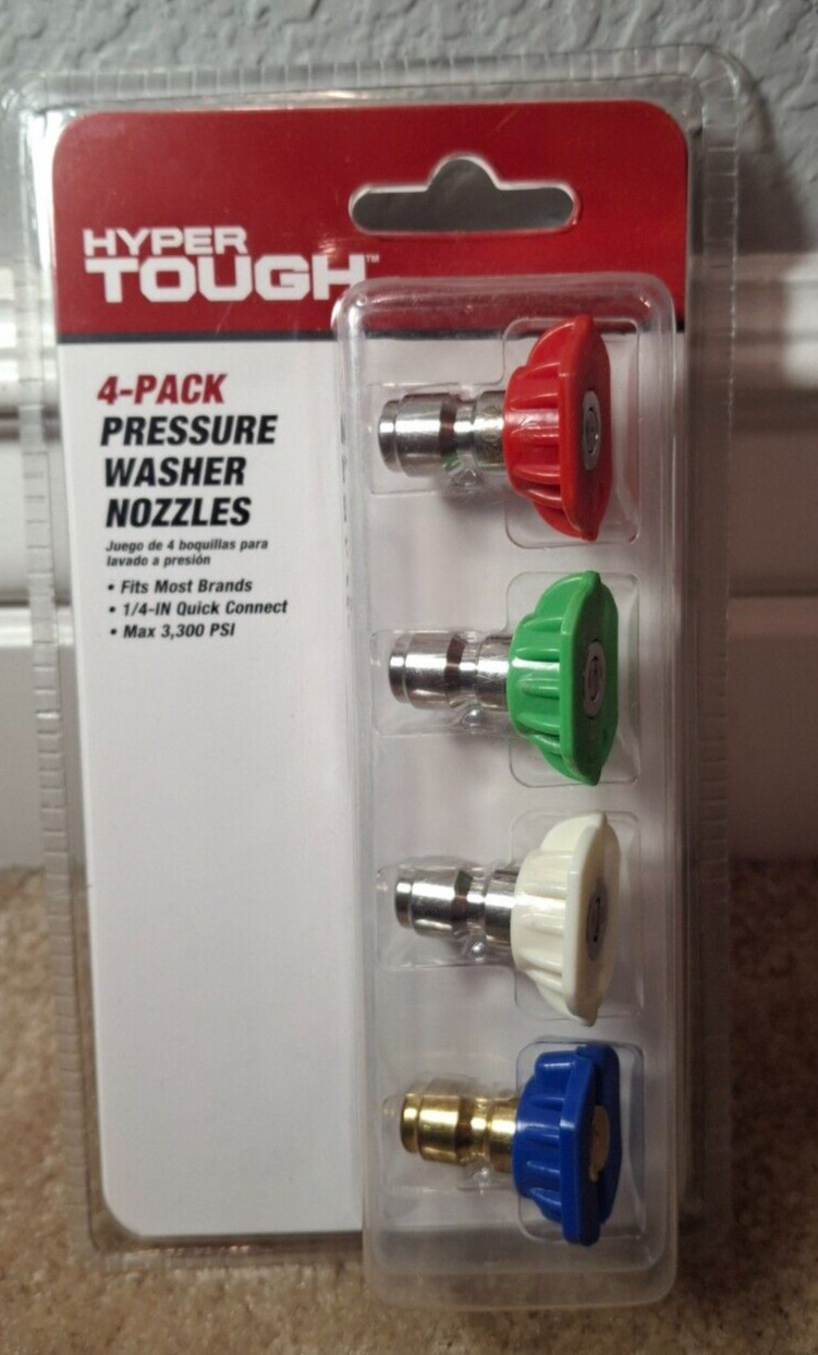 HYPER TOUGH 4-PACK PRESSURE WASHER NOZZLES, QUICK CONNECT, NEW, ALQN01