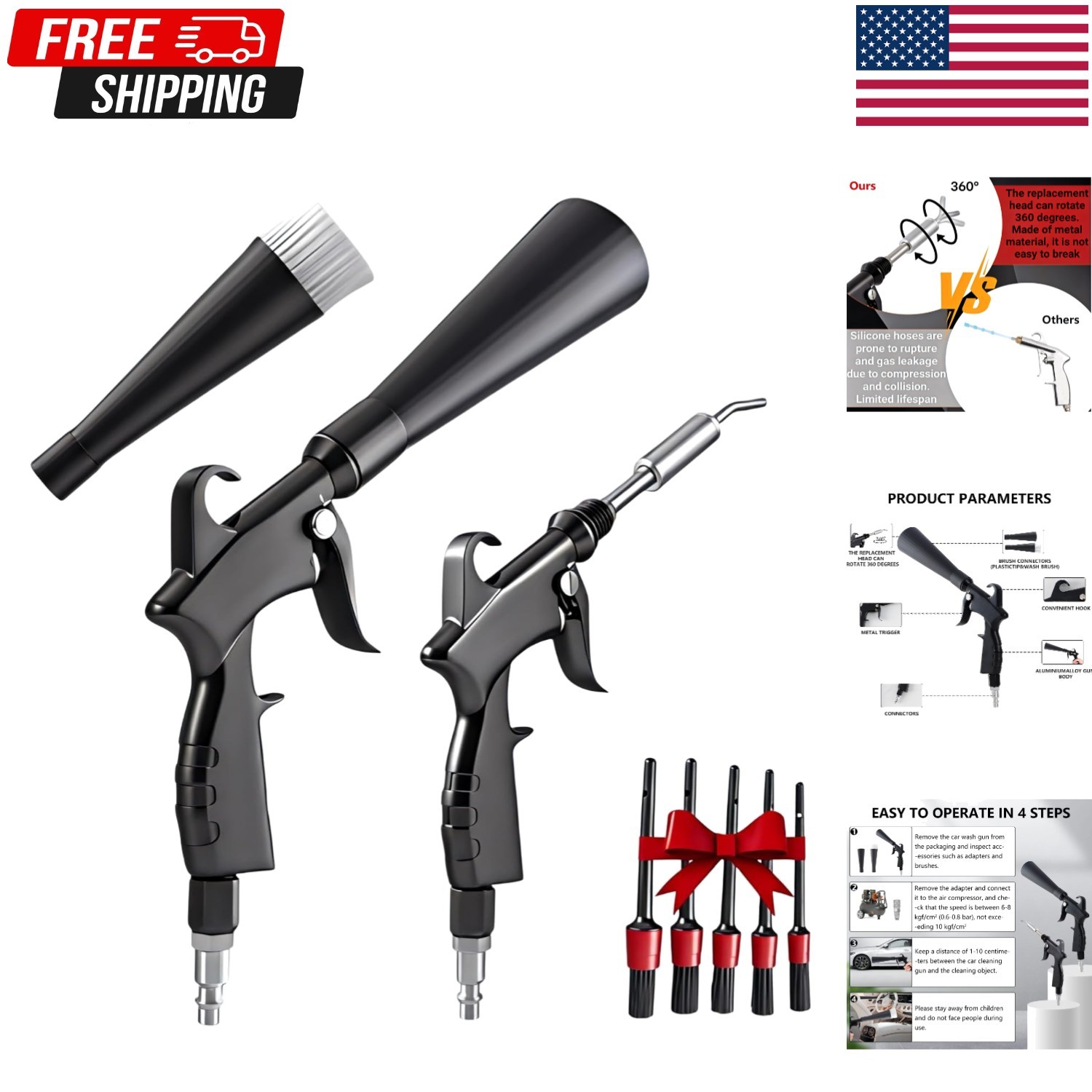 Tornado Detailing Car Cleaning Gun with Metal Nozzle | Interior Drying Air Gun |
