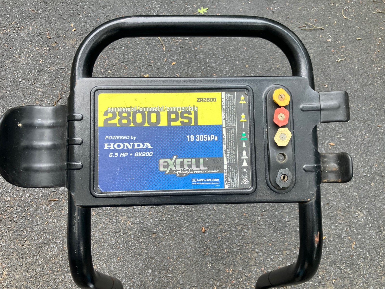 Excell ZR2800 Commercial Pressure Washer: Honda 6.5hp Engine, hose + attachments