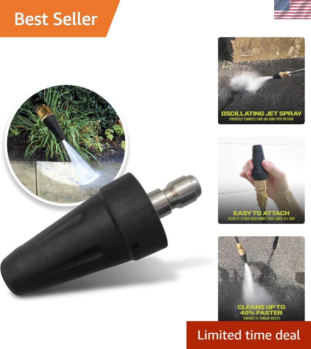 Effortless Cleaning with 1/4-Inch Turbo Spray Nozzle for Pressure Washers