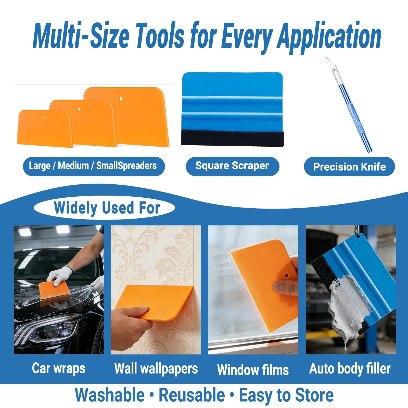 AZY Auto Body Tools Set 11PCS – Flexible Bondo Spreader for Car…
