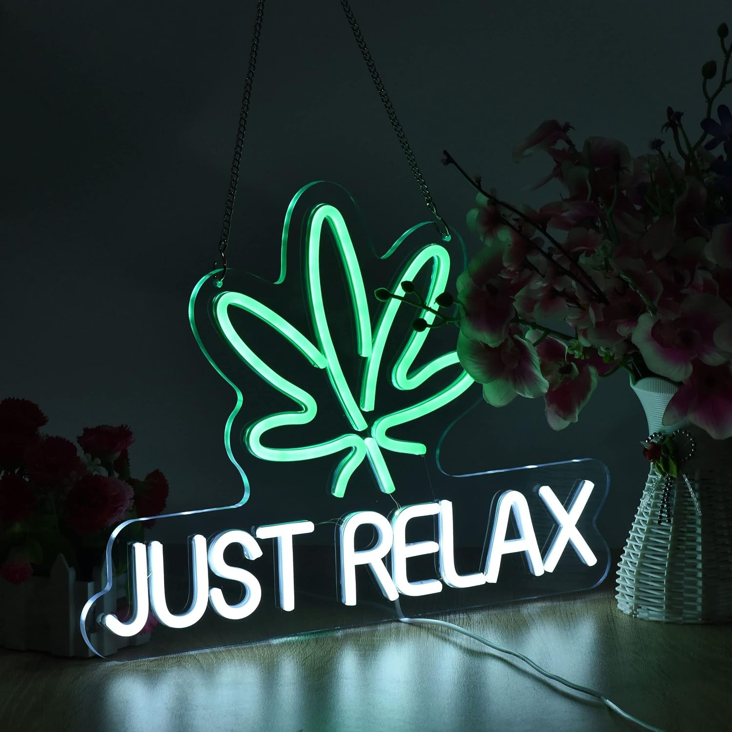 Neon Sign Just Relax LED Neon Lights Signs for Wall Decor,Bedroom,Game Room, Par