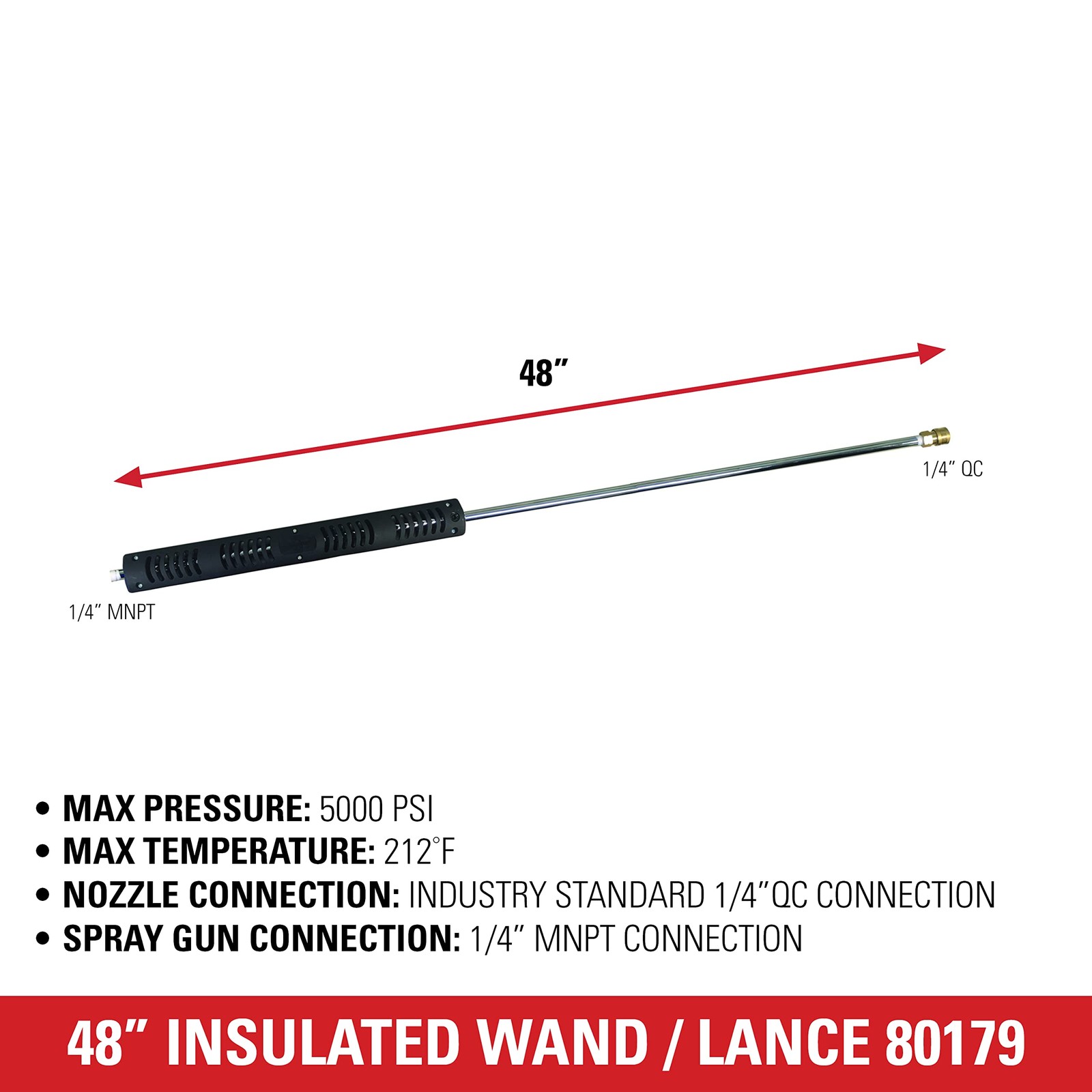 48 Inch Insulated Pressure Washer Wand Lance for Up to 5000 PSI Cleaning Tasks