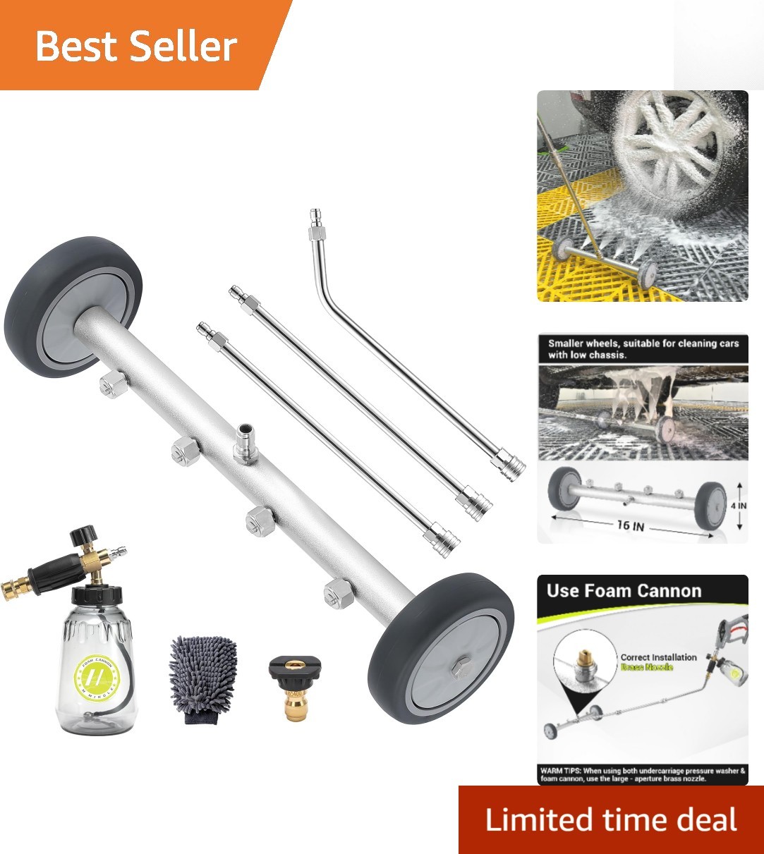 16 Inch Undercarriage Pressure Washer Attachment with 4000 PSI Foam Cannon