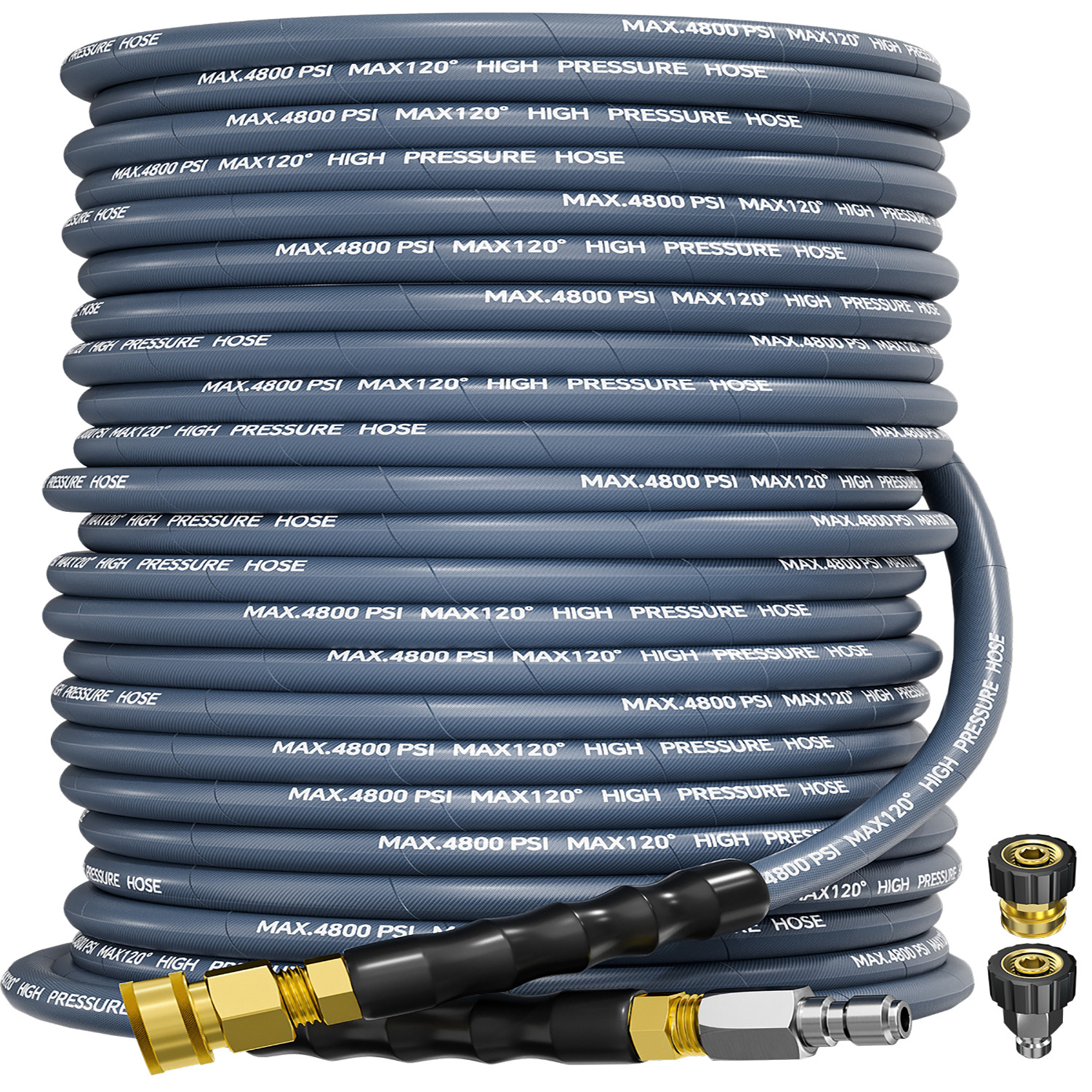 125FT 4800PSI 3/8″ Pressure Washer Hose Kink Resistant Power Hose Quick Connect