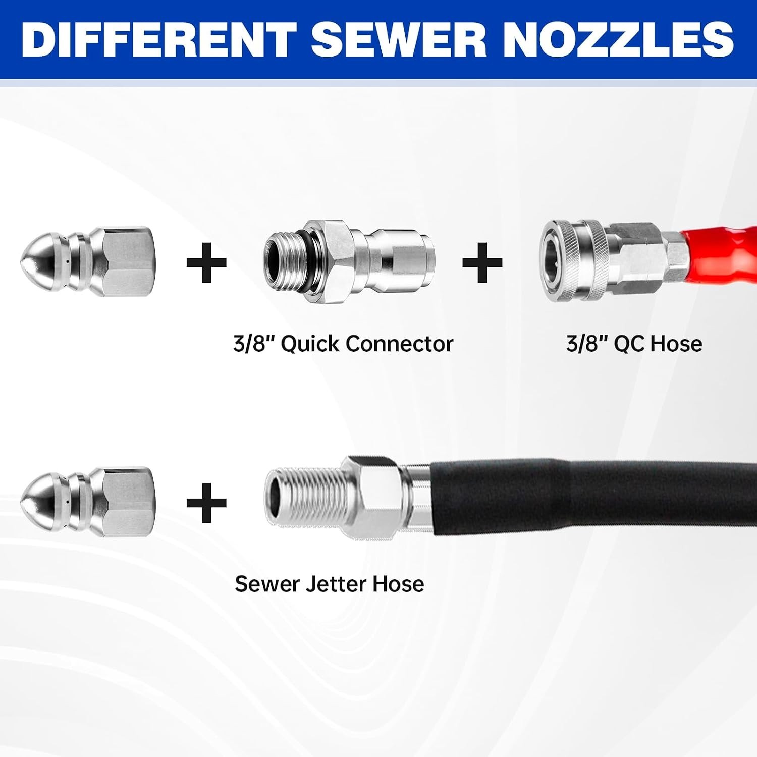Pressure Washer Nozzle, 3/8″ Quick Connect, Stainless Steel, 5000 PSI