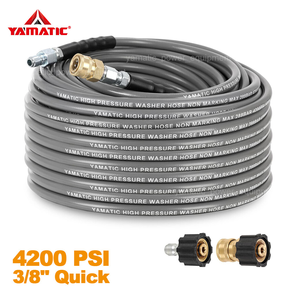 YAMATIC 1/4″ 4200 PSI Pressure Washer Hose Non Marking Rubber Wire Braided