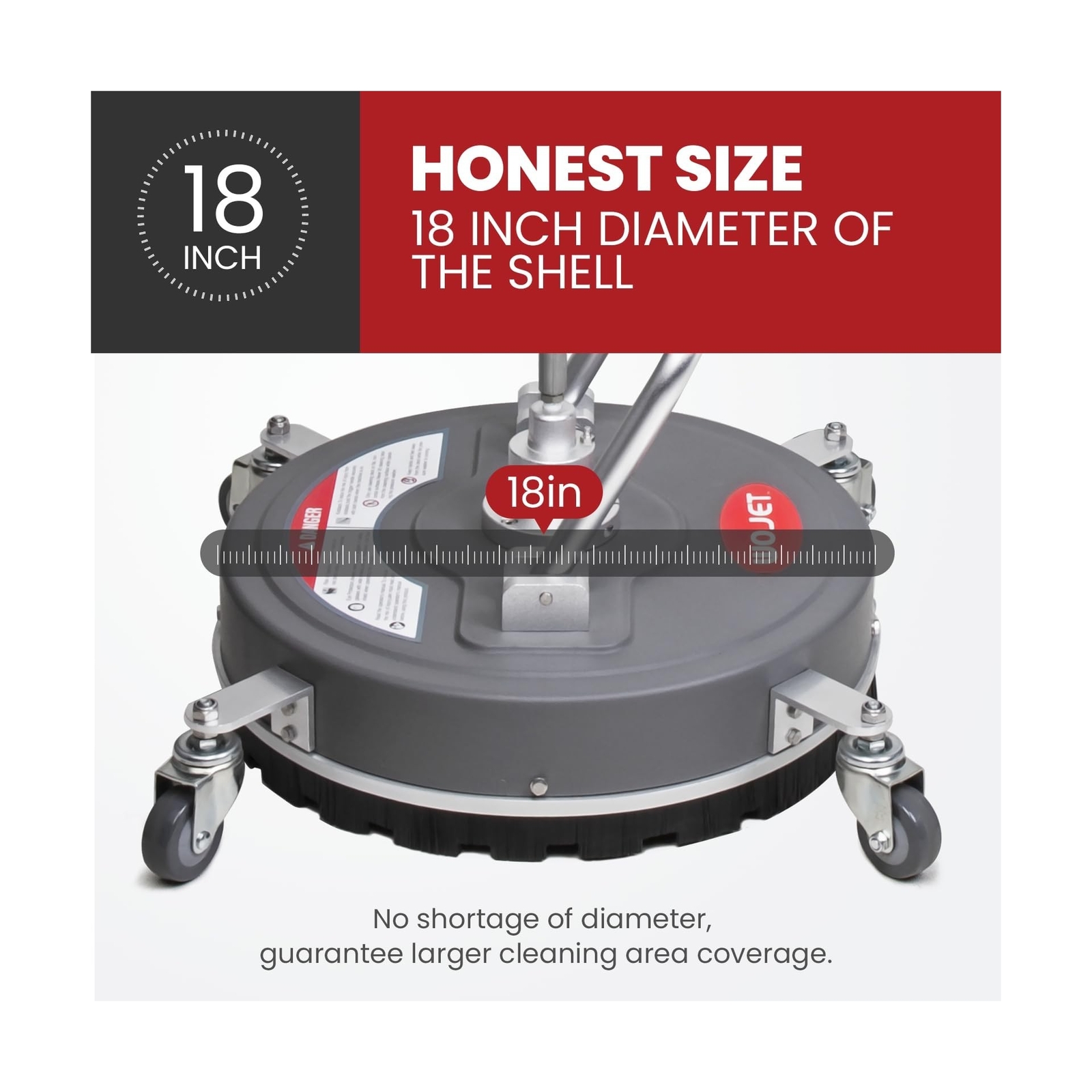 18” Pressure Washer Surface Cleaner with 4 Wheels & Dual Handles, 4500PSI