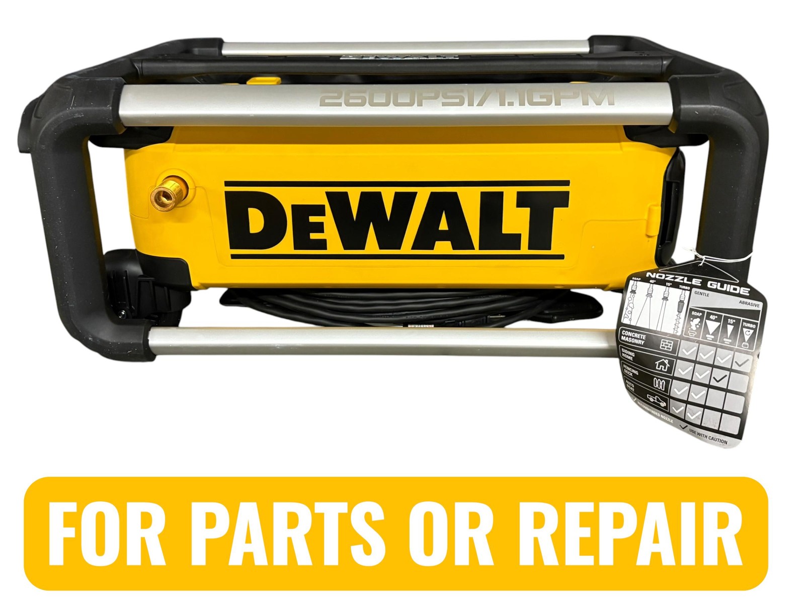 DEFECTIVE DeWalt DWPW2600 13 Amp Jobsite Electric Pressure Washer